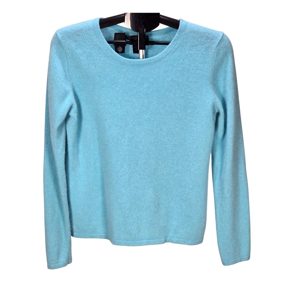 Women's Preswick & Moore Size XL Blue 100% Cashmere Crewneck Sweater